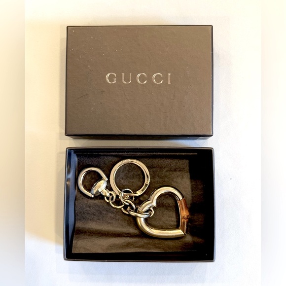 Gucci Gold and Bamboo Heart Keychain / Bag Charm - Picture 1 of 5